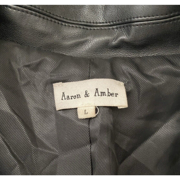 Aaron & Amber Womens Vegan Leather Blazer Large Black  Hipster 70's Sports Coat - Picture 7 of 13